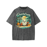 Ghost Crab Snow Washed Kids' T-Shirt featuring a coastal Halloween ghost crab graphic on vintage-style cotton fabric.
