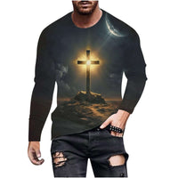 Men's Faithful Warrior 3D Cross Long-Sleeve Tee with bold 3D cross design and comfortable fit