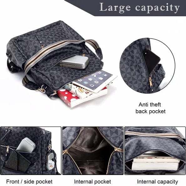 Women's university shoulder bag in synthetic leather with removable strap and spacious design