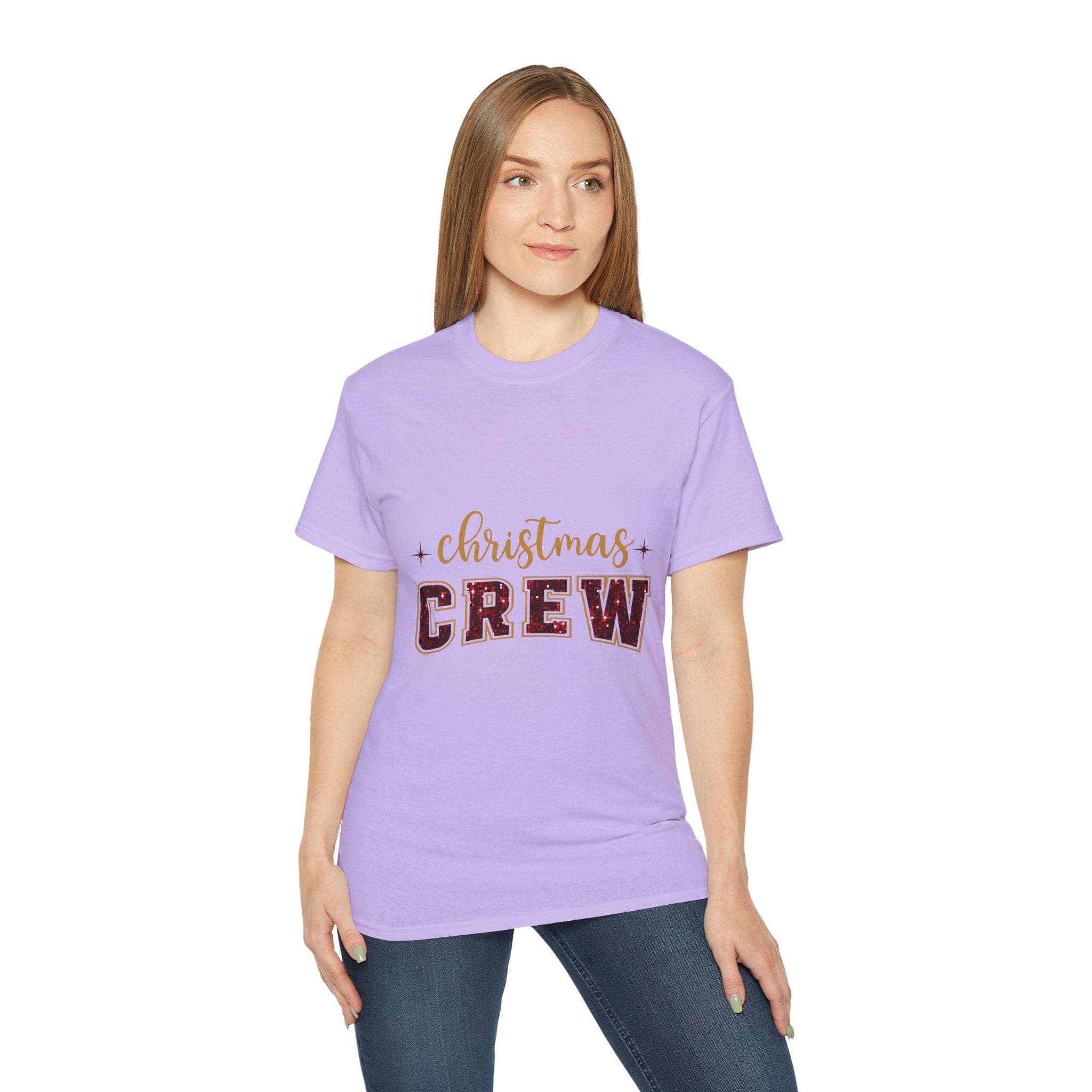 Christmas Crew Faux Glitter Tee - Festive Holiday T-Shirt