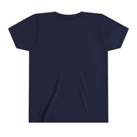 Navy blue t-shirt on a white background