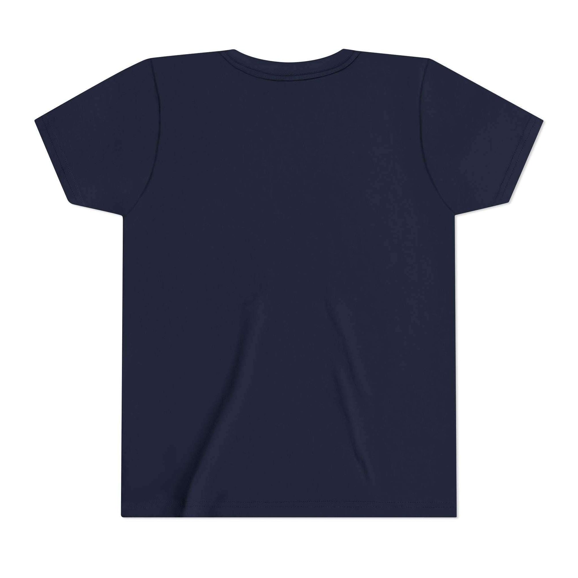 Navy blue t-shirt on a white background