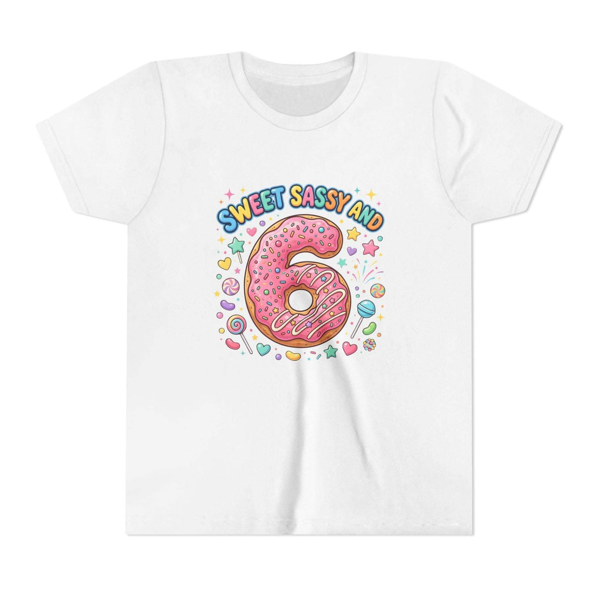 Sweet Sassy and 6 Youth Tee | Donut Number Six Birthday Shirt