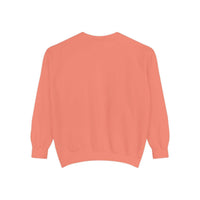 White garment-dyed sweatshirt featuring festive Christmas lights design by Printify