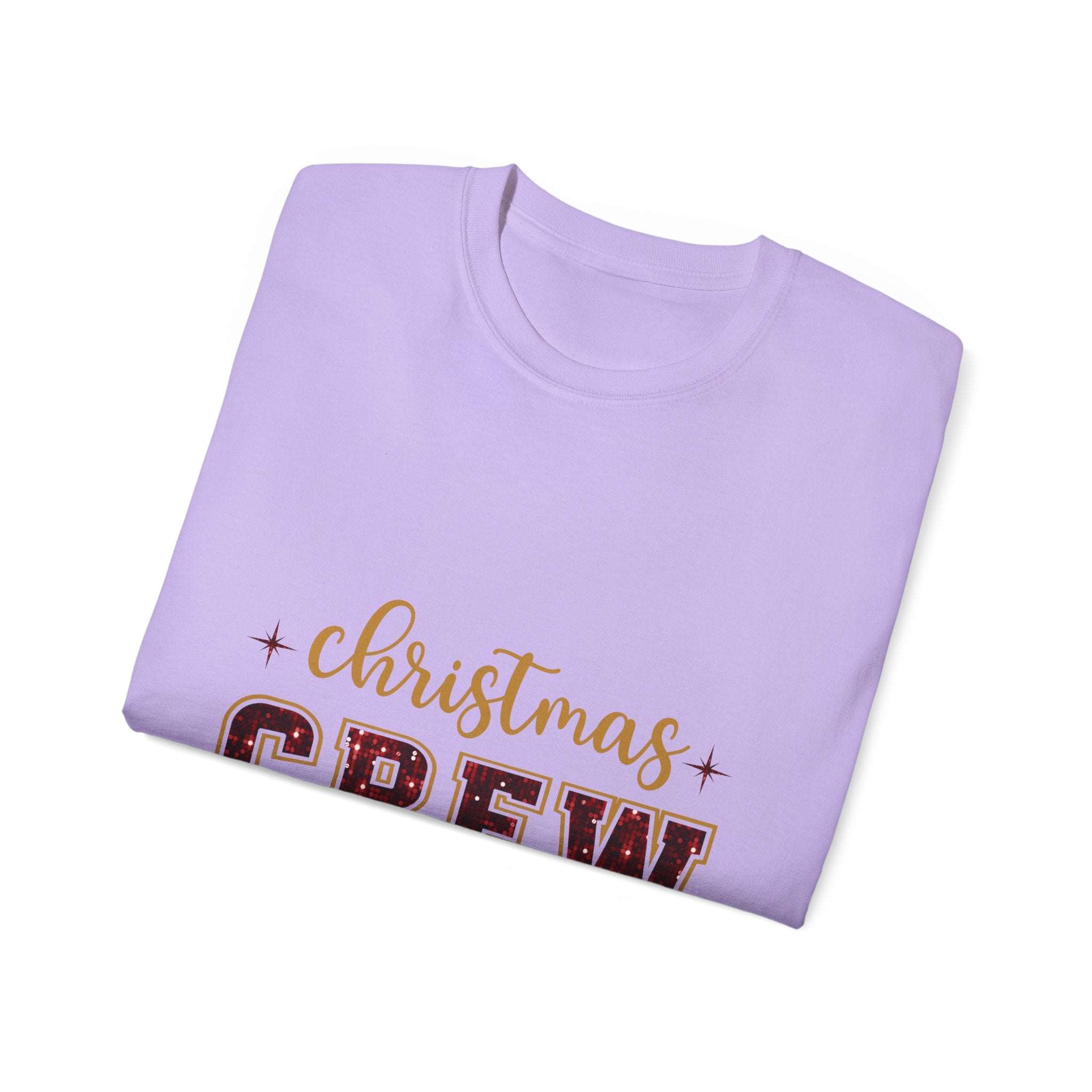 Christmas Crew Faux Glitter Tee - Festive Holiday T-Shirt