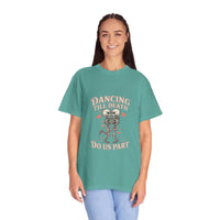Dancing Till Death Do Us Part dark humor t-shirt with faded print and relaxed fit