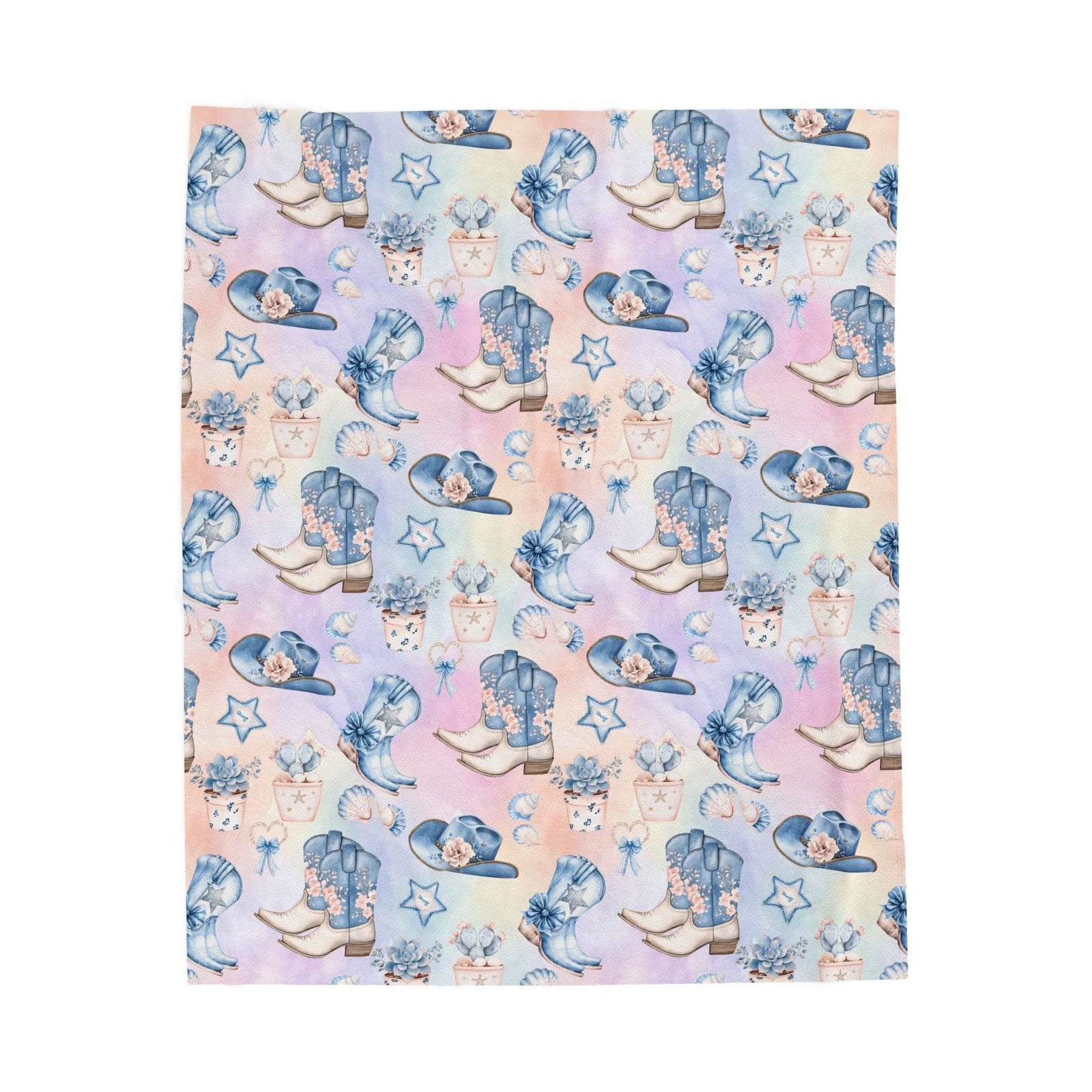 Coastal Cowgirl plush blanket draped over sofa with western design and soft fabric