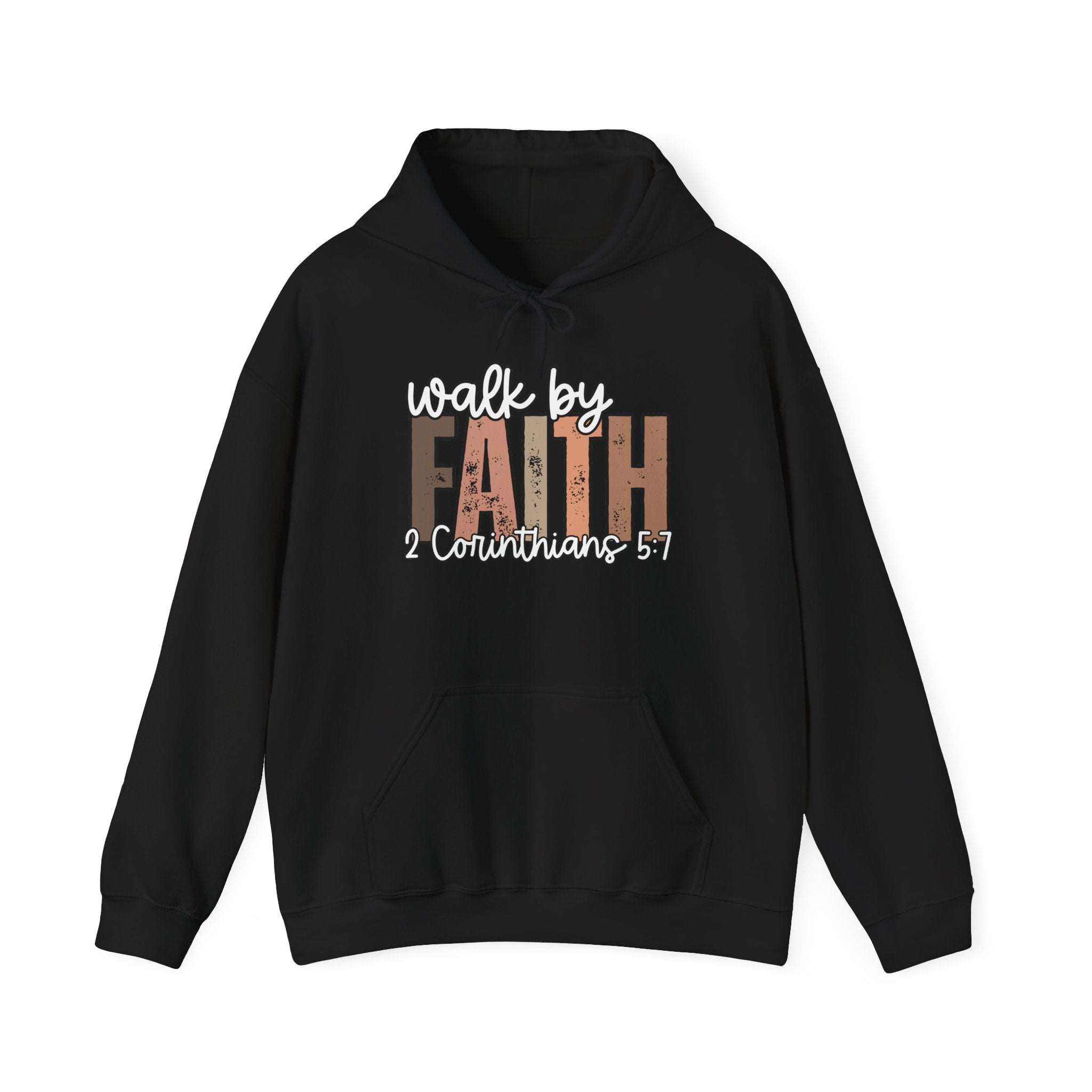 Faith Over Fear Hoodie with "Walk by Faith" inspirational Christian design on cozy sweatshirt