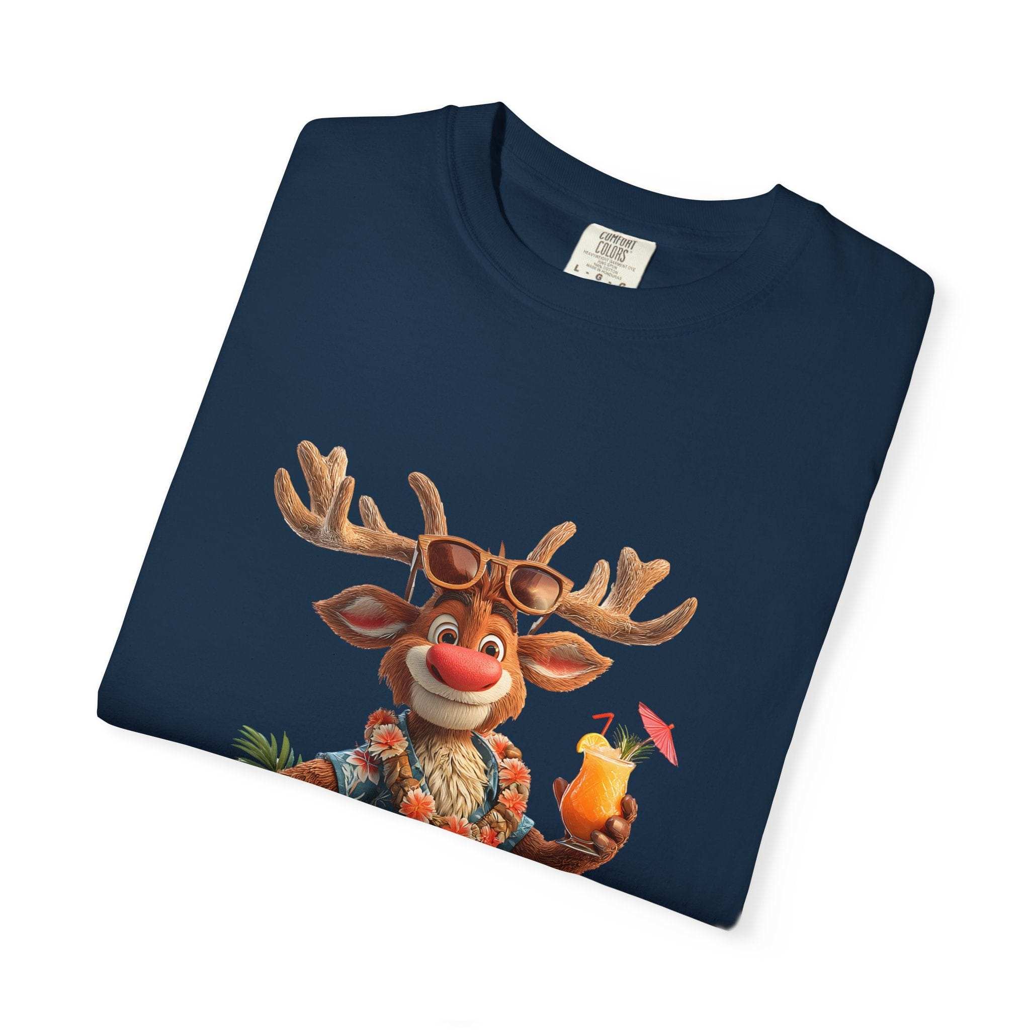 T-Shirt Tropical Vacation Reindeer Unisex Garment-Dyed Tee