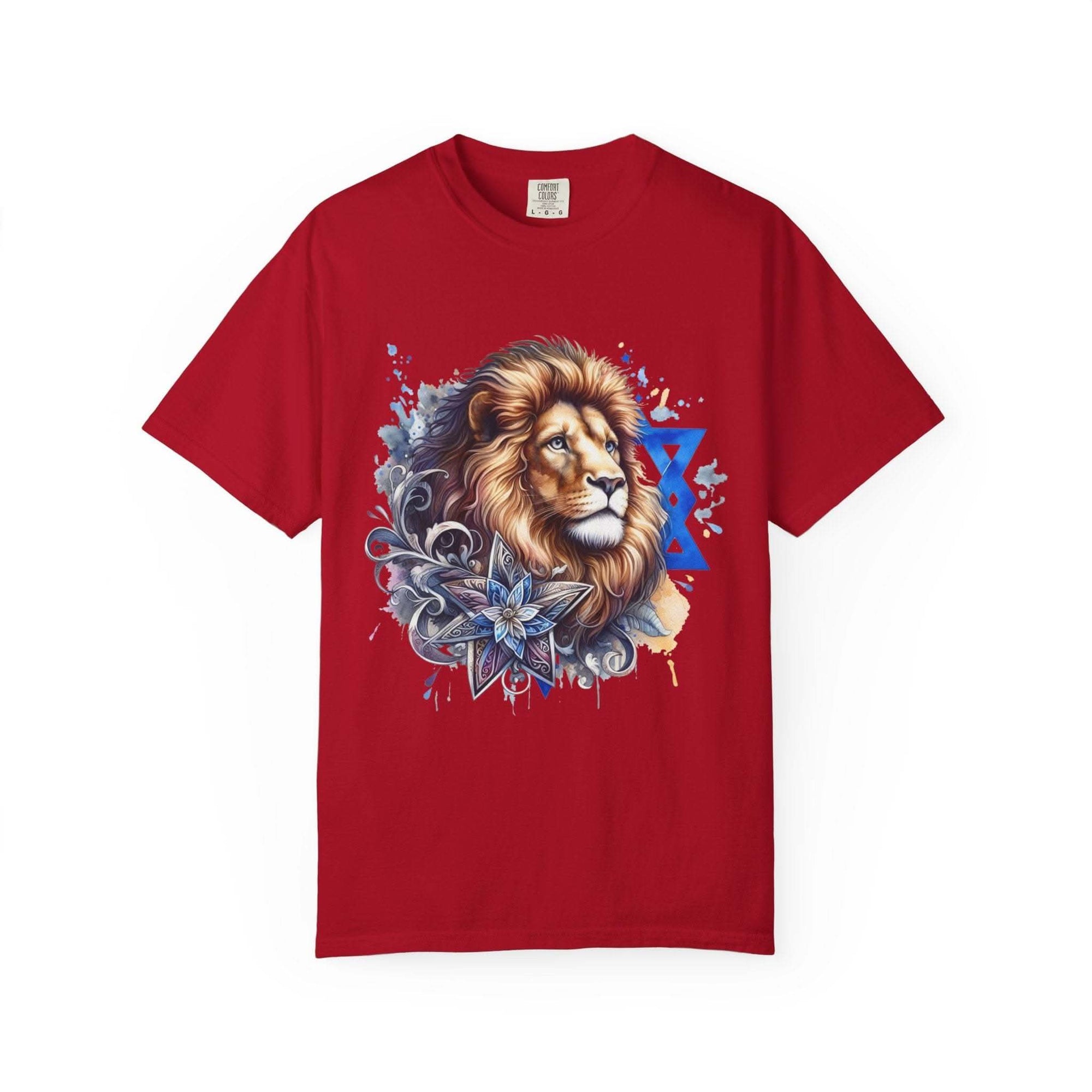 Lion of Judah T-Shirt with bold Jewish pride graphic on garment-dyed cotton tee