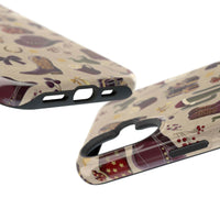 Cowboy Christmas design phone case for iPhone 17 in glossy finish by Printify, featuring festive colors and patterns.