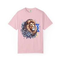 Lion of Judah T-Shirt with bold chest graphic symbolizing Jewish pride and cultural heritage.