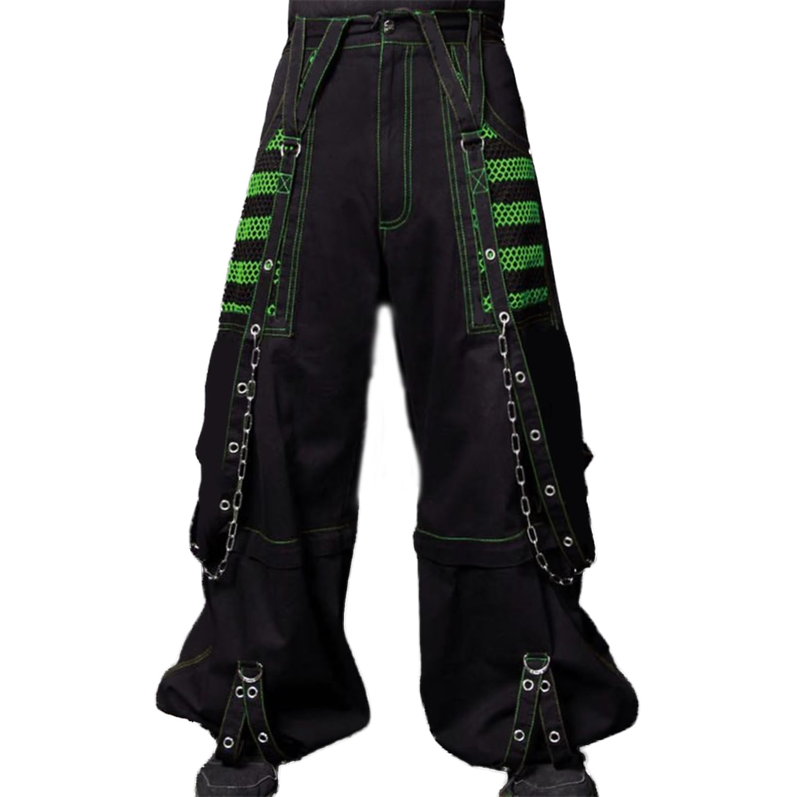 Stylish Gothic green jeans with a modern fit and multiple pockets for women streetwear