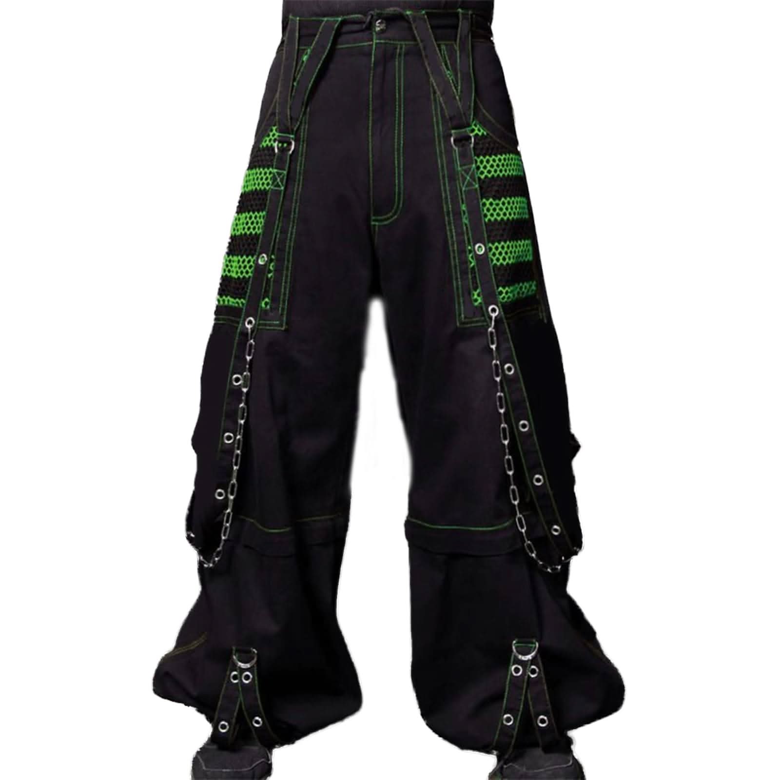 Stylish Gothic green jeans with a modern fit and multiple pockets for women streetwear