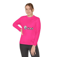 Youth Tee pink long sleeve shirt with baseball eating Halloween ghosts graphic design