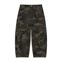 Men’s camo barrel leg cargo pants with loose fit and cotton blend fabric