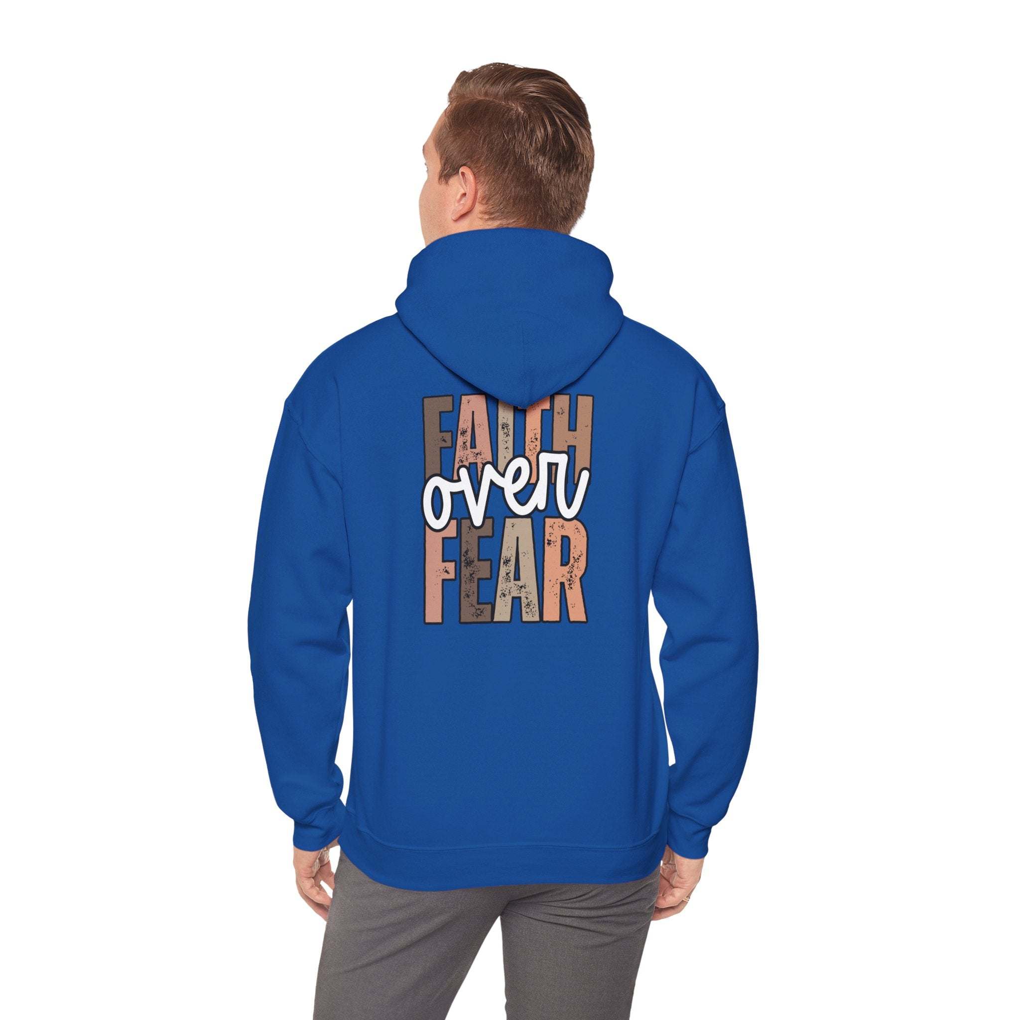 Faith Over Fear Hoodie with Walk by Faith design, cozy Christian sweatshirt for inspiration and comfort