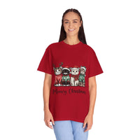 Bay Cat Lover T-shirt with Meowy Christmas design from Printify, perfect festive gift for cat enthusiasts.