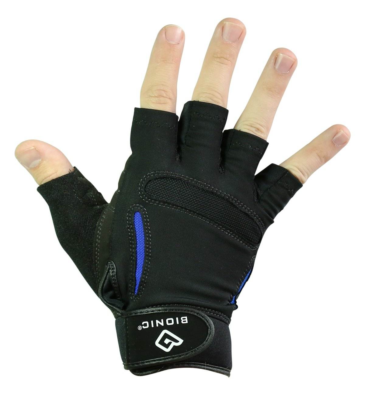 Mens fitness gloves with synthetic relief grip, anatomical pads, suede palm, breathable lycra and mesh design for comfort and performance