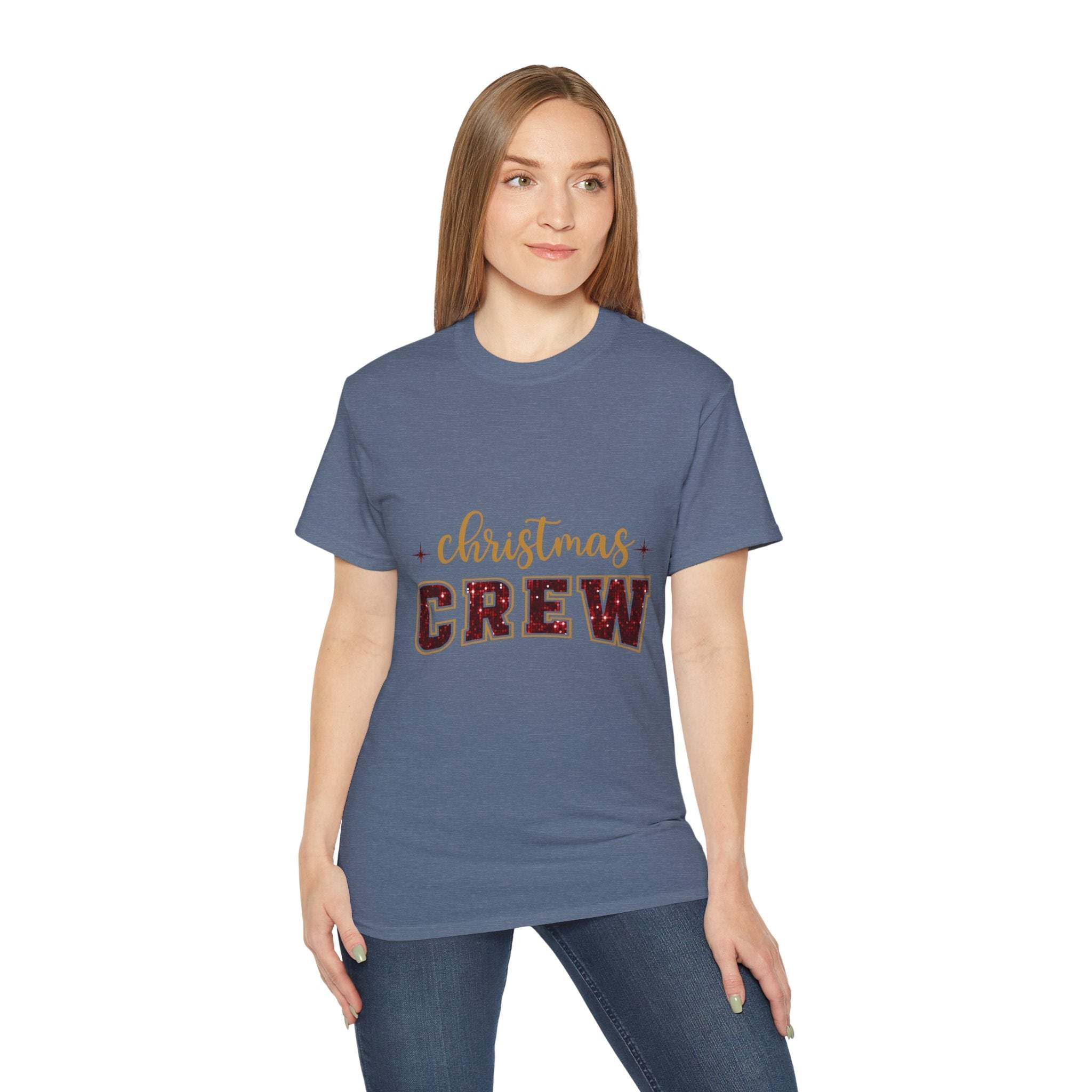 Christmas Crew Faux Glitter Tee - Festive Holiday T-Shirt