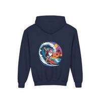 Navy Santa hoodie for kids from Printify, perfect for Christmas festivities.