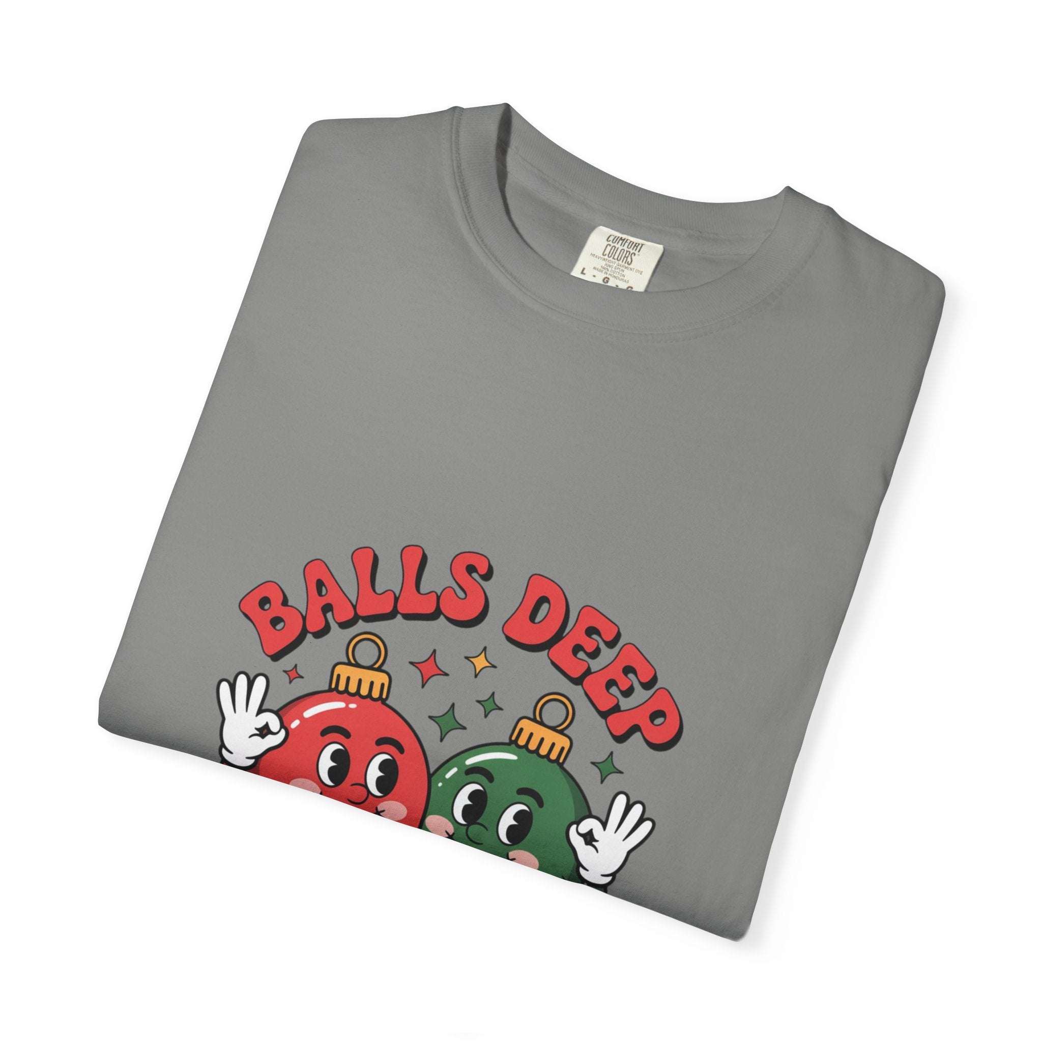 Balls Deep In Christmas Spirit T-shirt - Red Funny Holiday Tee