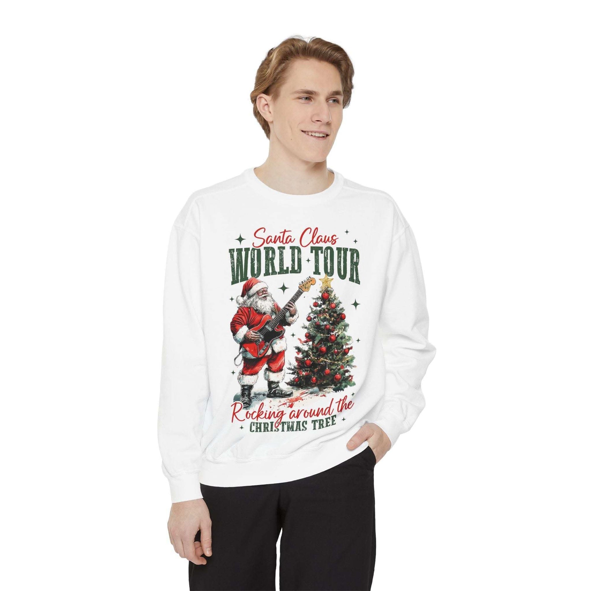 Rocking Santa Sweatshirt - Festive Holiday Christmas Apparel, cozy tee