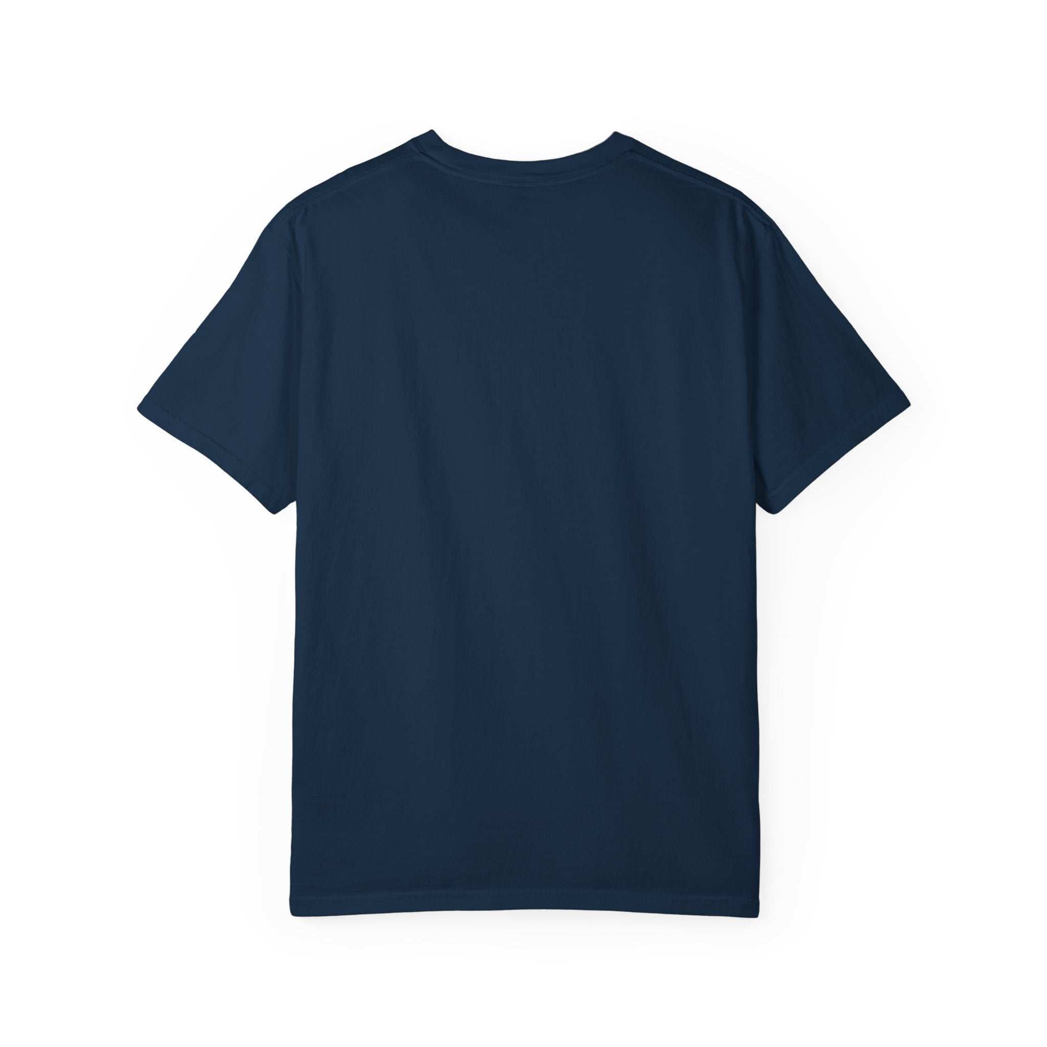 navy blue t-shirt back view blank no design simple casual shirt