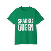 Green distressed Sparkle Queen T-Shirt for fashionistas and celebrations