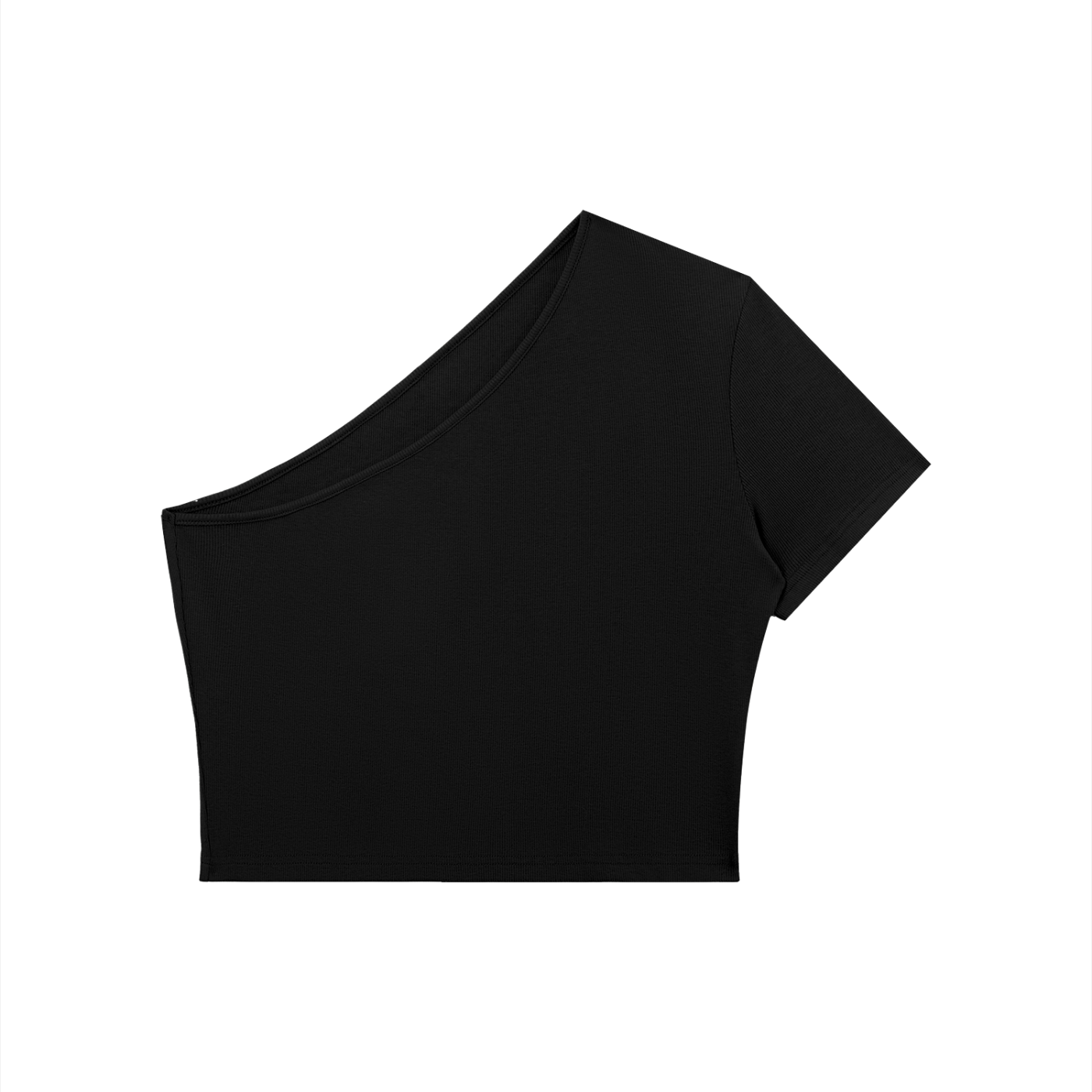 Women's one-shoulder crop t-shirt in cotton blend fabric with asymmetrical design and short sleeve for casual summer wear