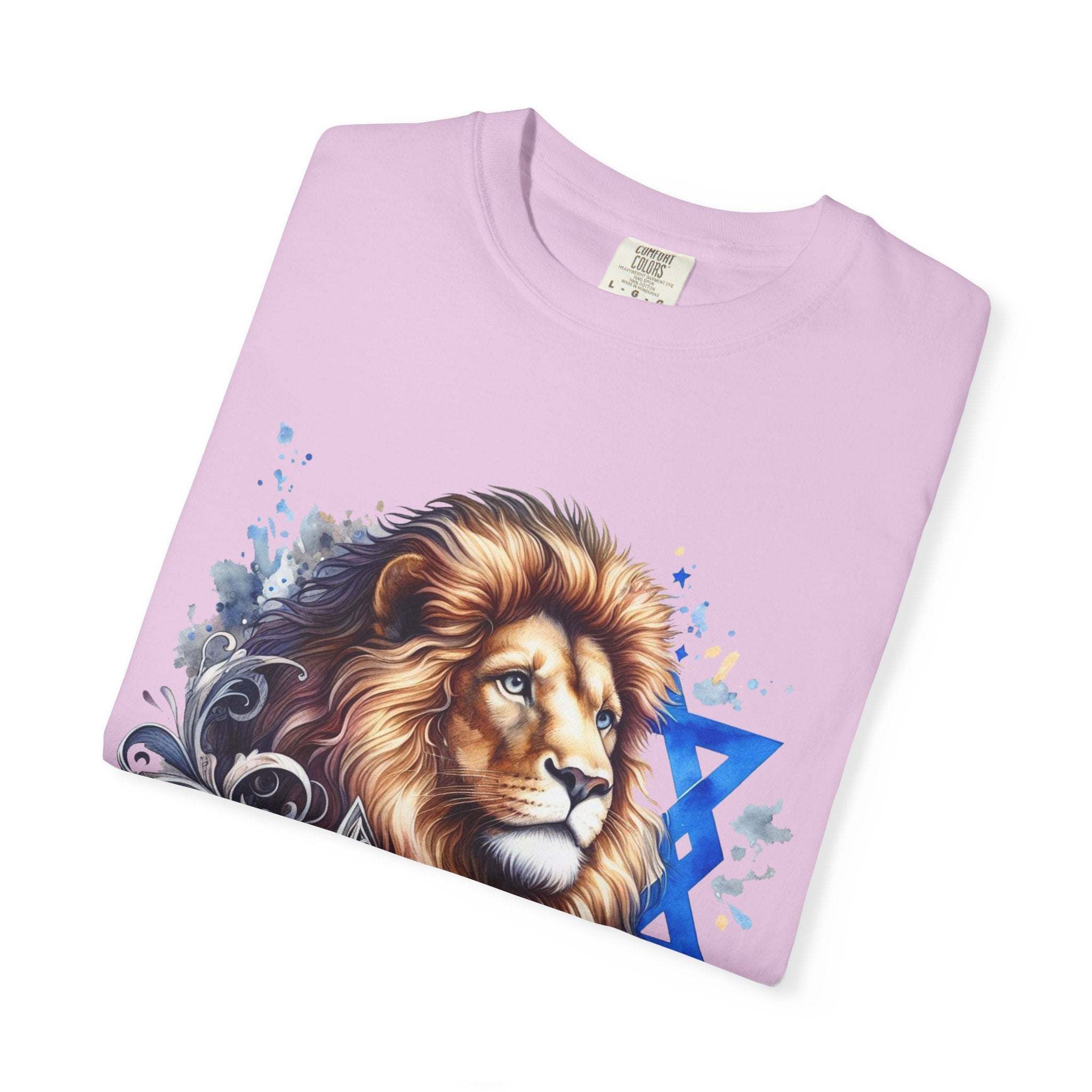 Lion of Judah T-Shirt with bold Jewish pride Lion graphic on soft garment-dyed cotton tee