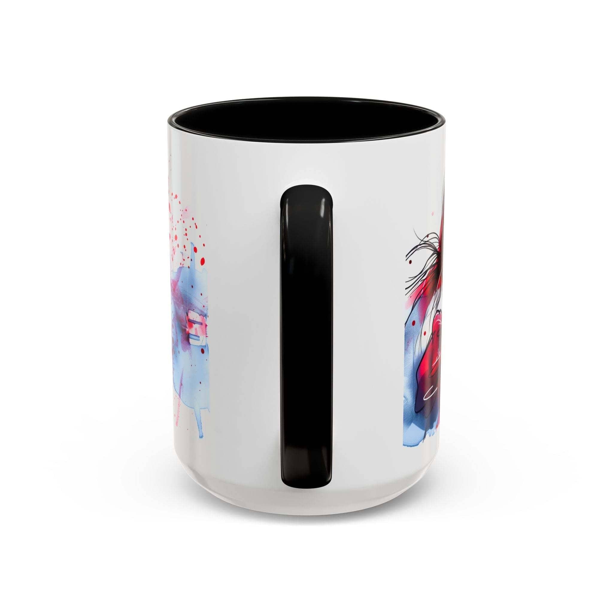 Valentines Floral Love Accent Coffee Mug with black handle and interior featuring romantic heart and floral design