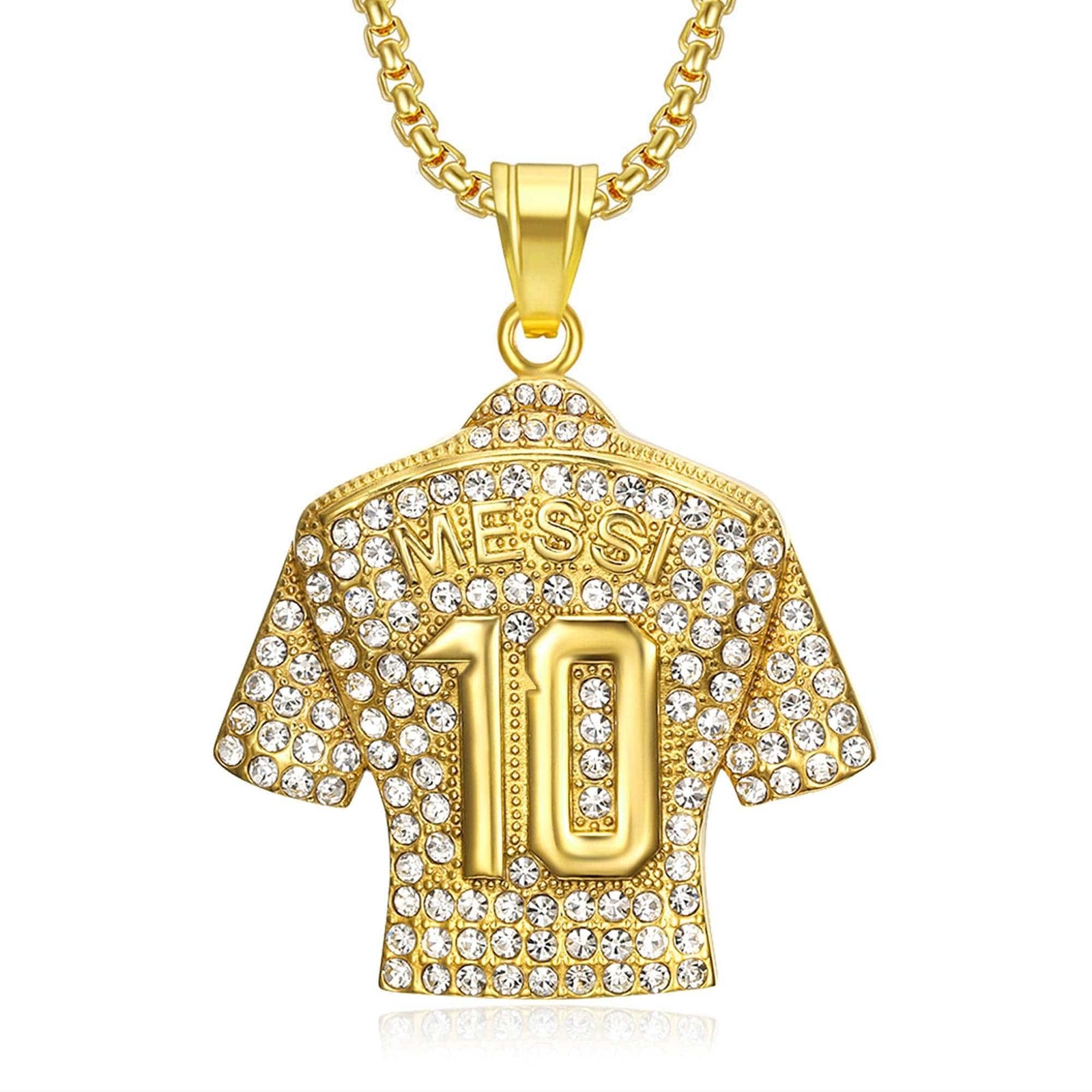 Messi 10 Titanium Soccer Pendant with sleek titanium finish and number 10 design for soccer fans