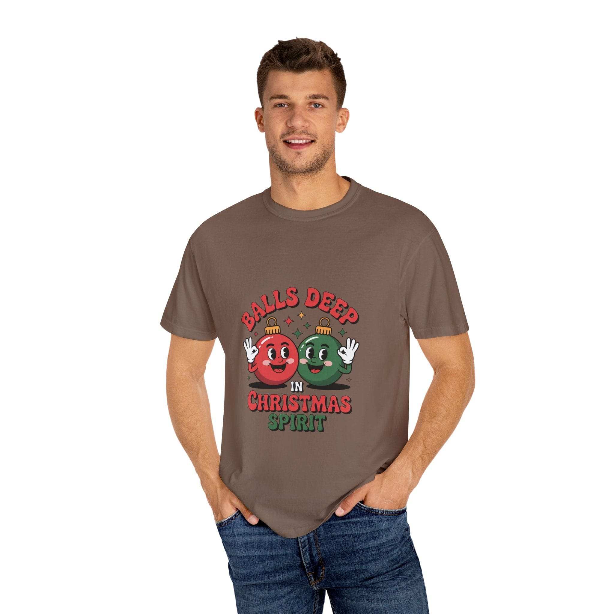 Balls Deep In Christmas Spirit T-shirt - Red Funny Holiday Tee