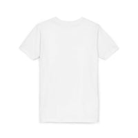 Youth tee featuring Highland cow with sunflowers design on soft cotton fabric