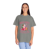 Unisex garment-dyed black Christmas t-shirt with 'Holly Jolly Christmas Club' design by Printify