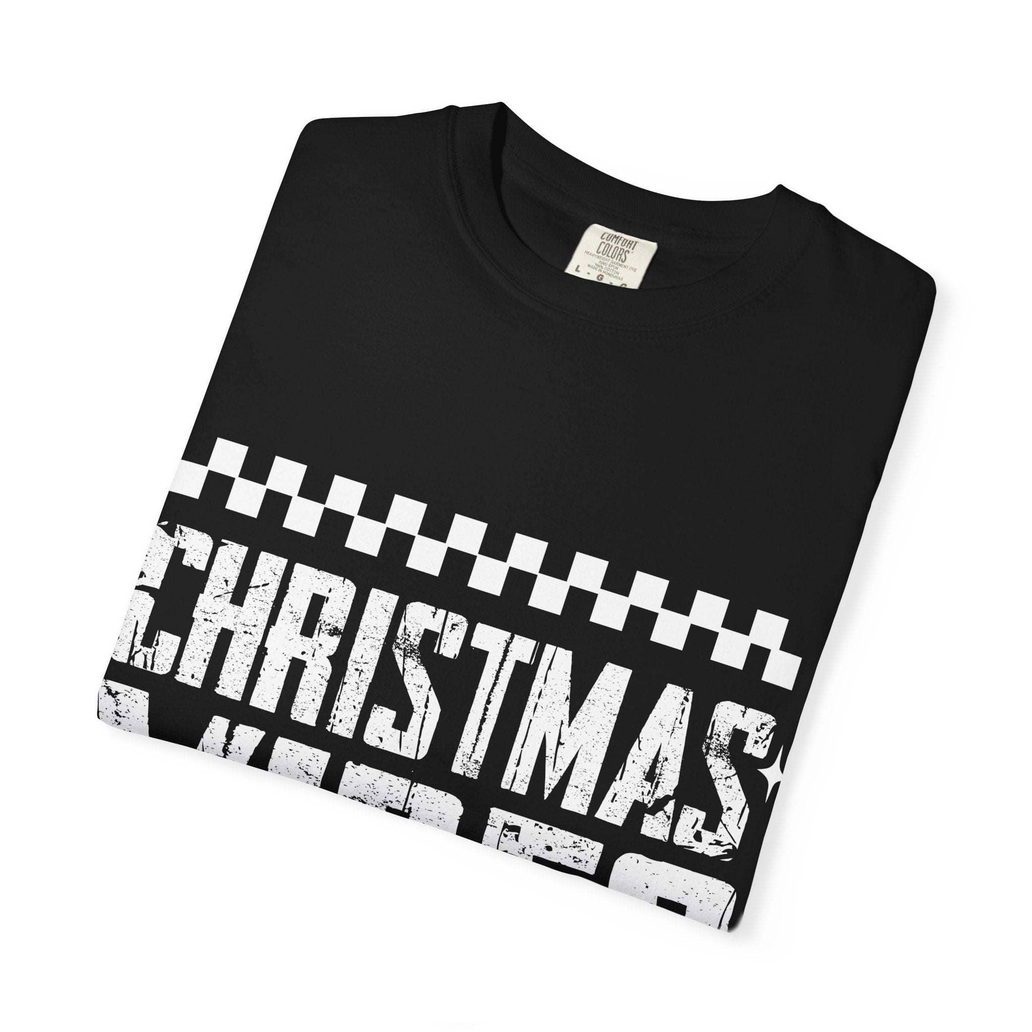Distressed 'Christmas Vibes' T-Shirt — Garment-Dyed Holiday Tee