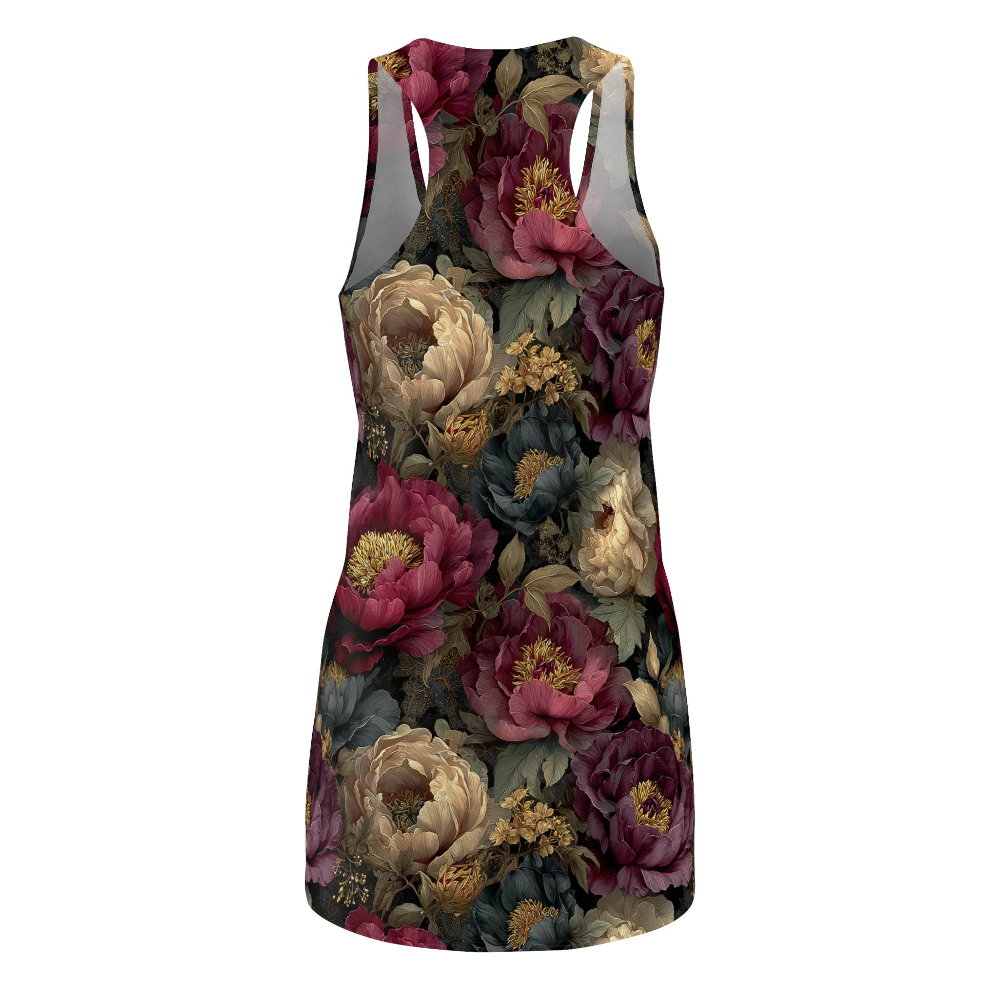 Vintage Dark Floral Racerback Dress | Peony Allover Print