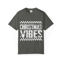 Distressed Christmas Vibes garment-dyed vintage holiday t-shirt with faded graphics and soft comfort