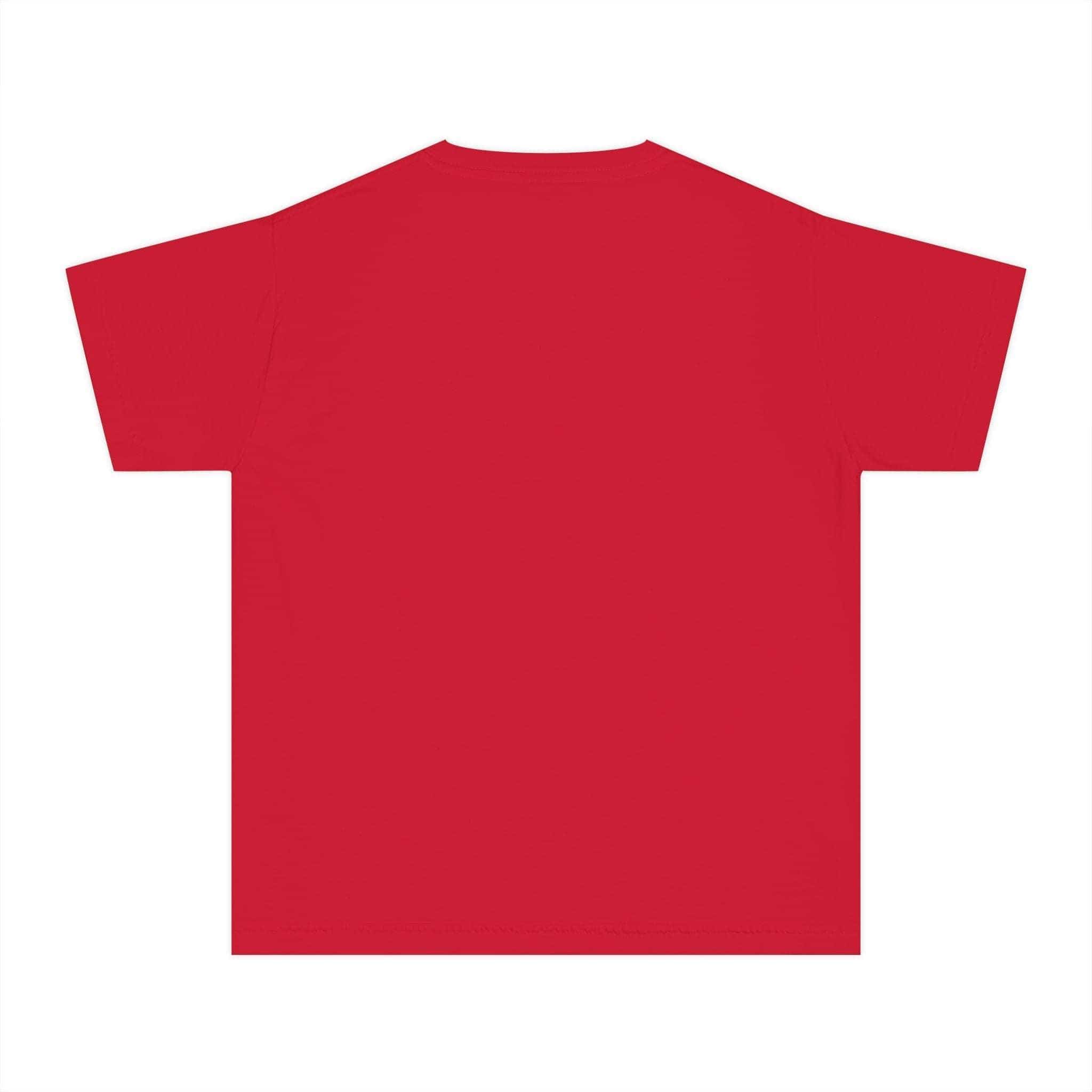 Youth tee featuring Santa Highland cow in faux crochet yarn style for Christmas