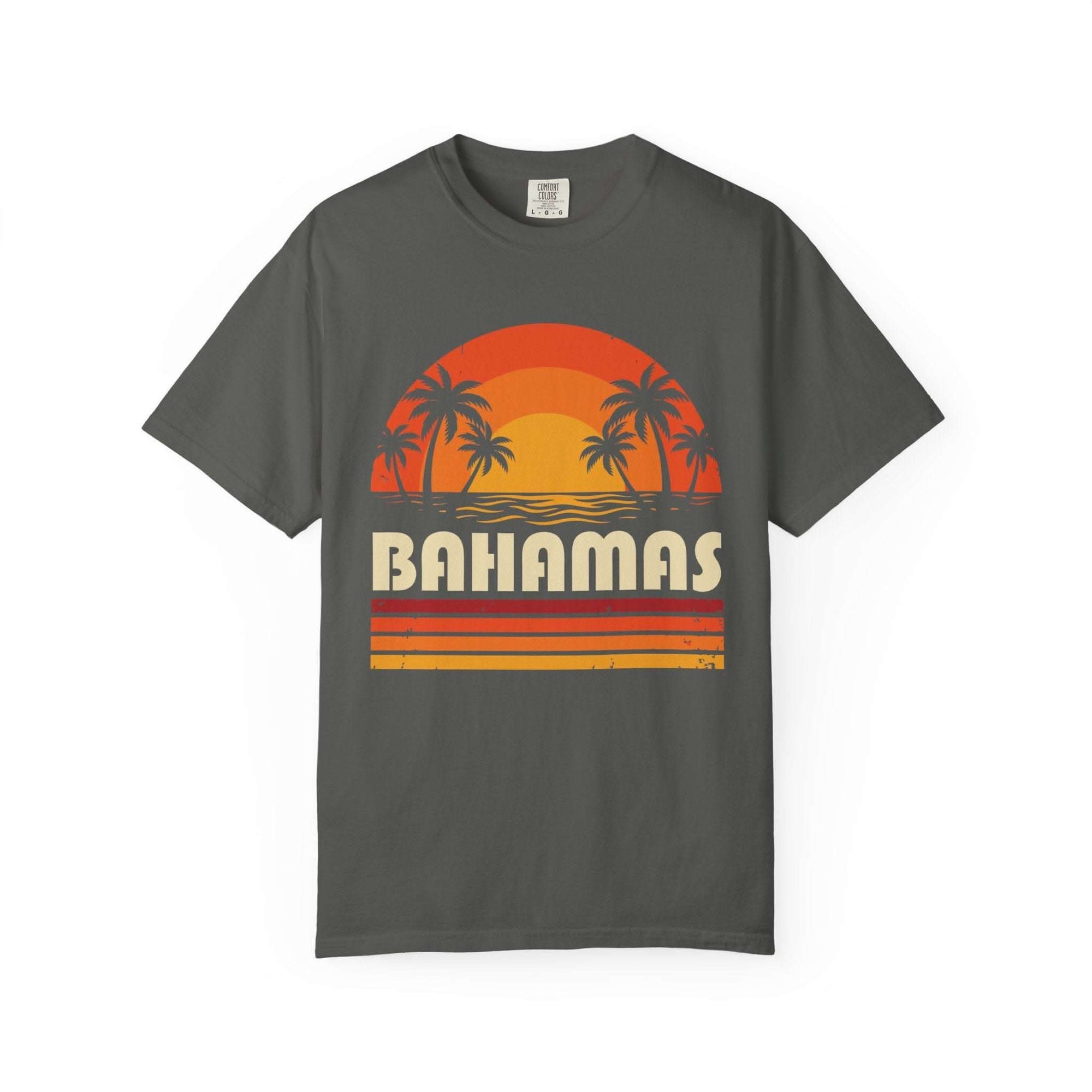 Bahamas Retro Sunset T-shirt | Palm Tree Beach Vacation Tee
