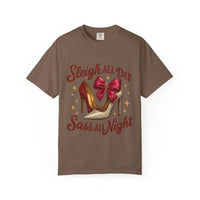 Unisex black t-shirt with 'Sass All Night' print, casual wear from Printify
