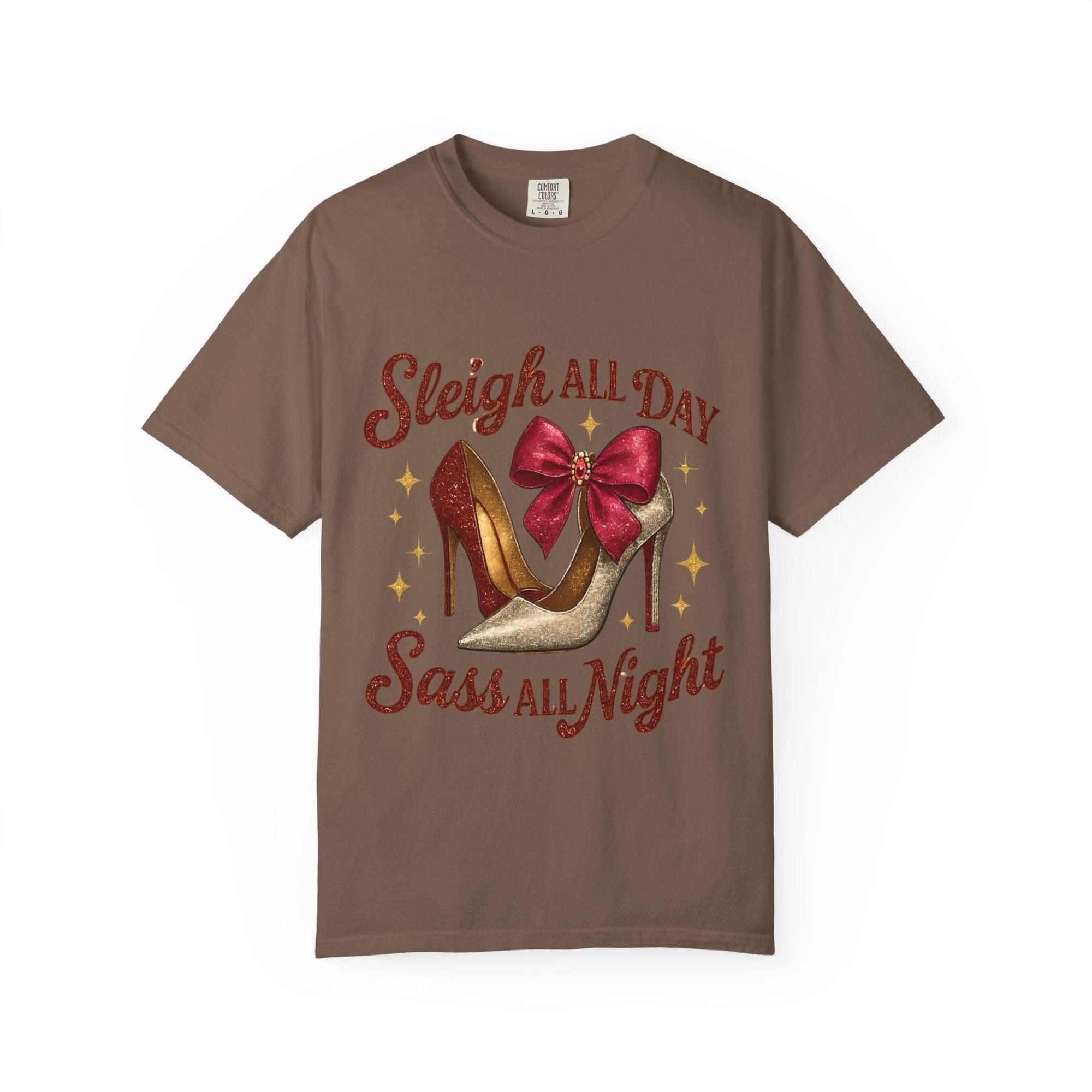 Unisex black t-shirt with 'Sass All Night' print, casual wear from Printify