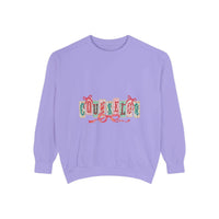 Garment-dyed True Navy sweatshirt with festive Christmas design, perfect for holiday gifting, by Printify