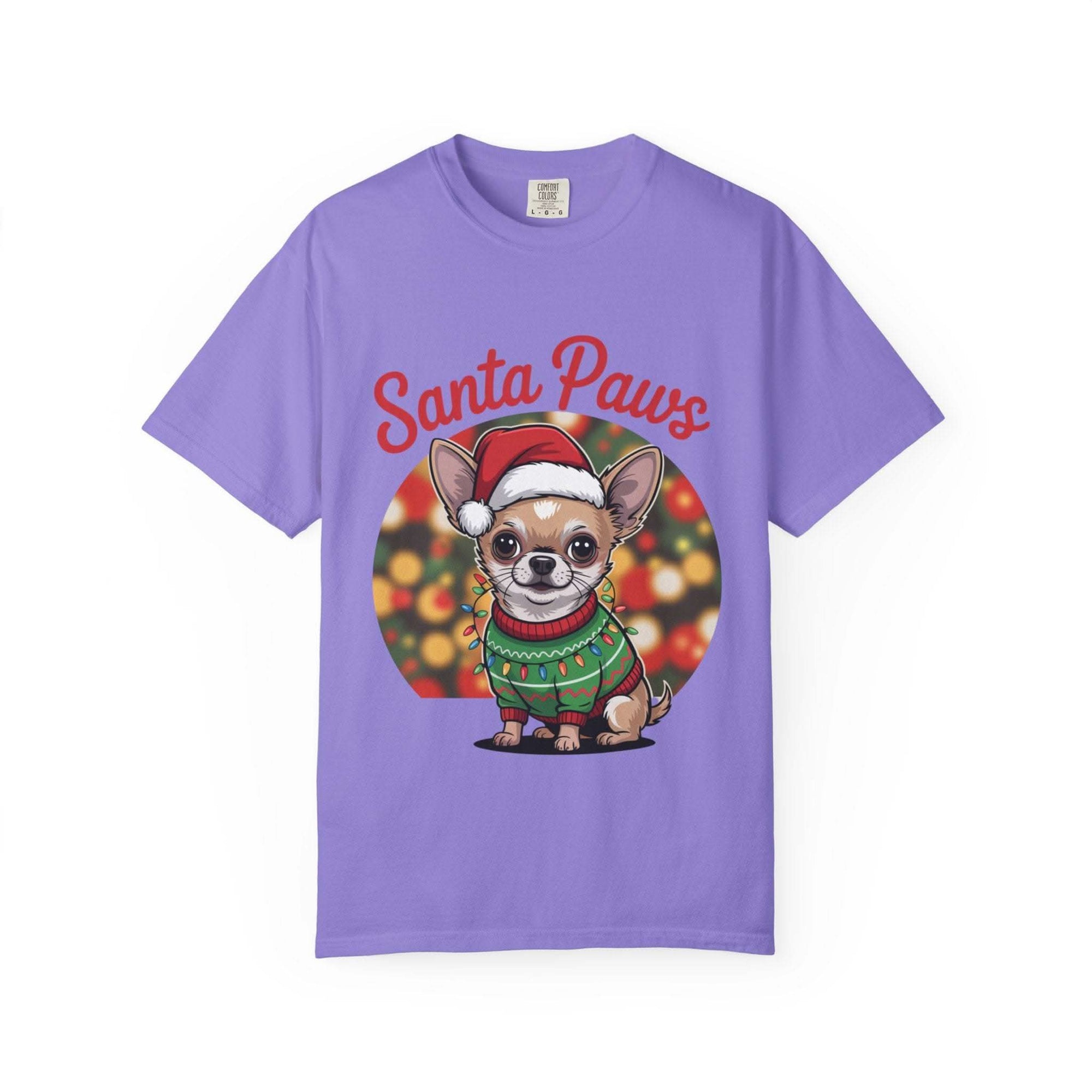 Bay Chihuahua Santa Paws T-Shirt from Printify, festive holiday pet apparel for dog lovers