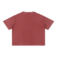 Mineral wash boxy cotton t-shirt with oversized drop shoulder and cropped fit in faded vintage style