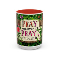 Mug with floral design and motivational quote on a white background