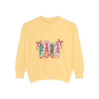 Preppy Christmas sweatshirt in Butter, featuring cozy cotton fabric, perfect for holiday gifts for para educators.