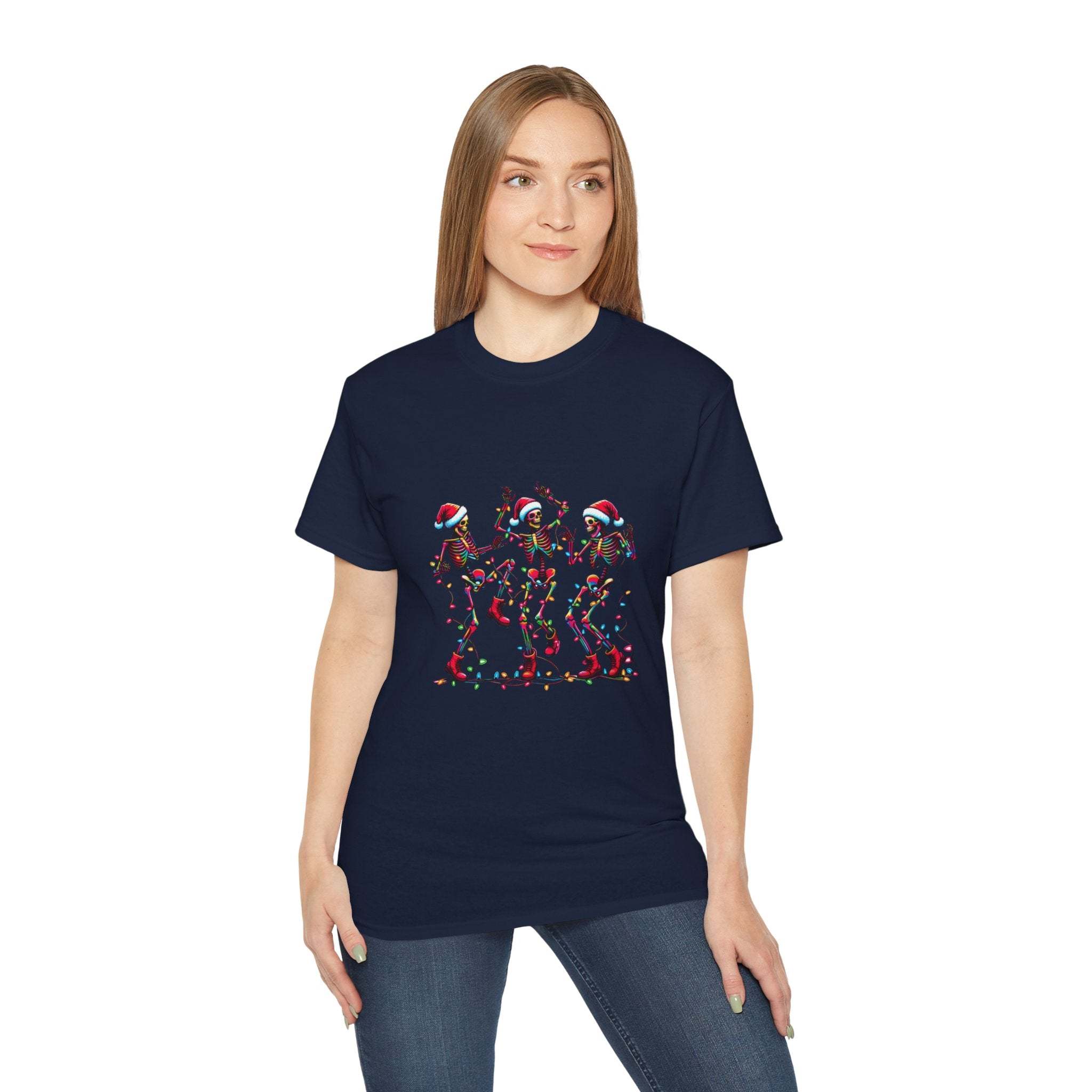 Christmas Dancing Skeletons Tee - Unisex Festive Holiday Shirt