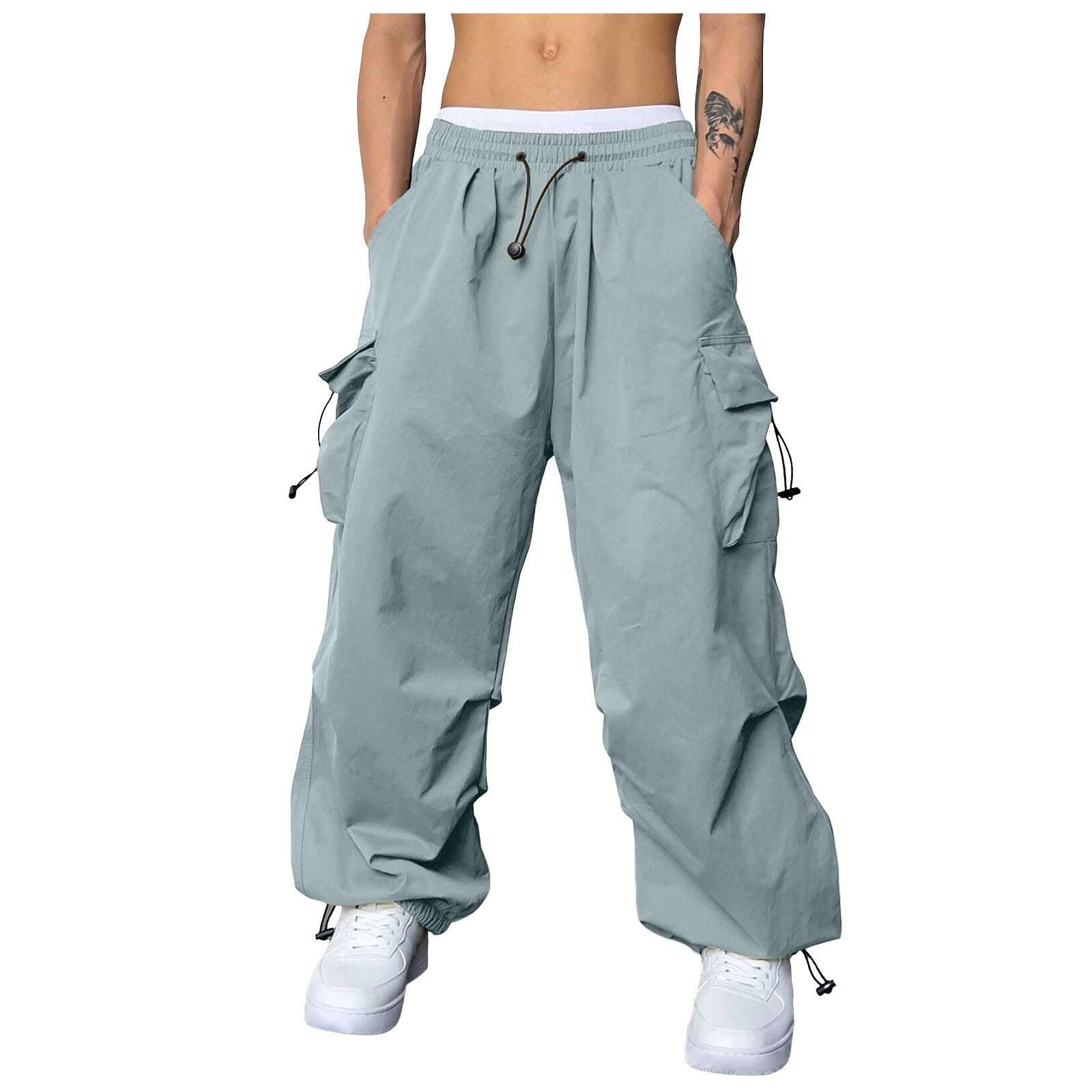 Mens relaxed baggy cargo pants with multiple pockets and hip hop harem design